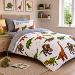 Soft Dino Adventure Duvet Cover Set - White/Grey