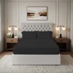 200 Thread Count Fitted Sheet - Black - Image 3