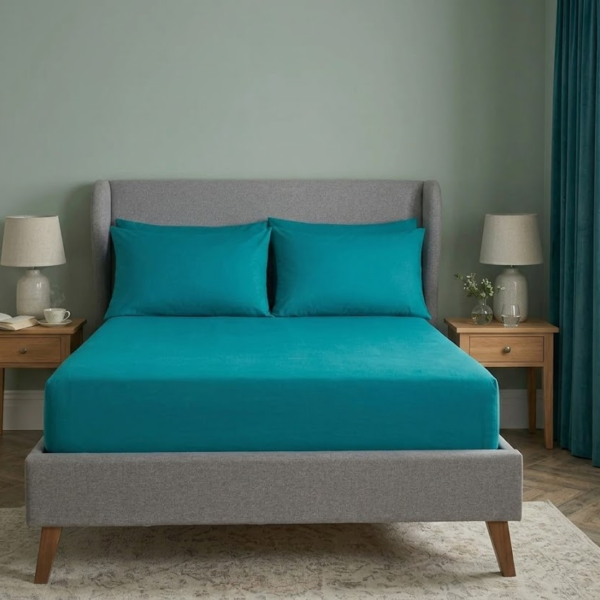 Soft Plain Dyed Percale Fitted Sheet - Teal