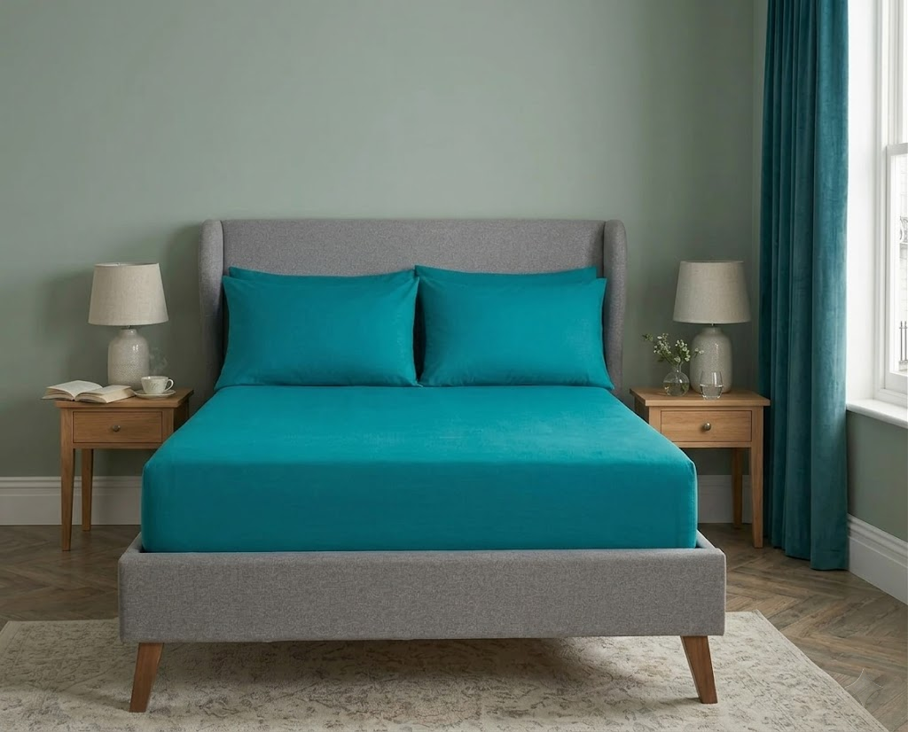 Soft Plain Dyed Percale Fitted Sheet - Teal