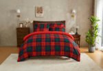 Scottish Tartan Check Reversible Duvet Cover Set Navy/Red