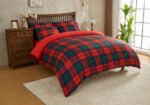 Scottish Tartan Check Reversible Duvet Cover Set Navy/Red