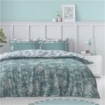 Reversible Forest Leaf Duvet Cover Set - Duck Egg
