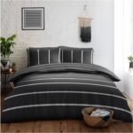 Striped Duvet Cover Set - Black & Charcoal