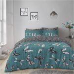 Reversible Butterfly Duvet Cover Set - Teal
