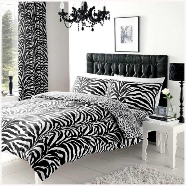 Zebra Print Duvet Cover Set - White/Black
