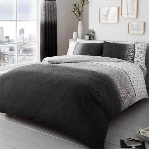 Comfy Geometric Printed Duvet Cover Set - Grey