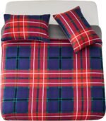 Denim Check Printed Duvet Cover Set - Multi - Image 2