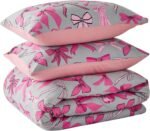 Ribbon Bow Pattern Duvet Cover Set - Grey/Pink - Image 2