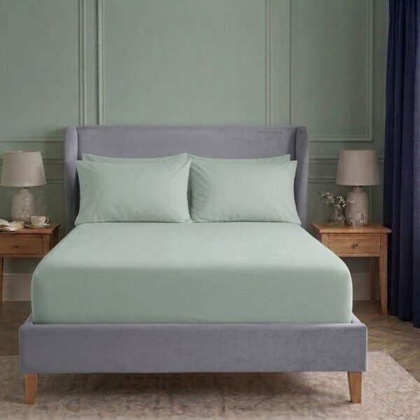 Plain Dyed Percale Fitted Sheet - Duck Egg