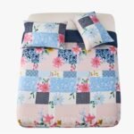 Flower Geometric Duvet Cover Set - Pink/Navy - Image 2