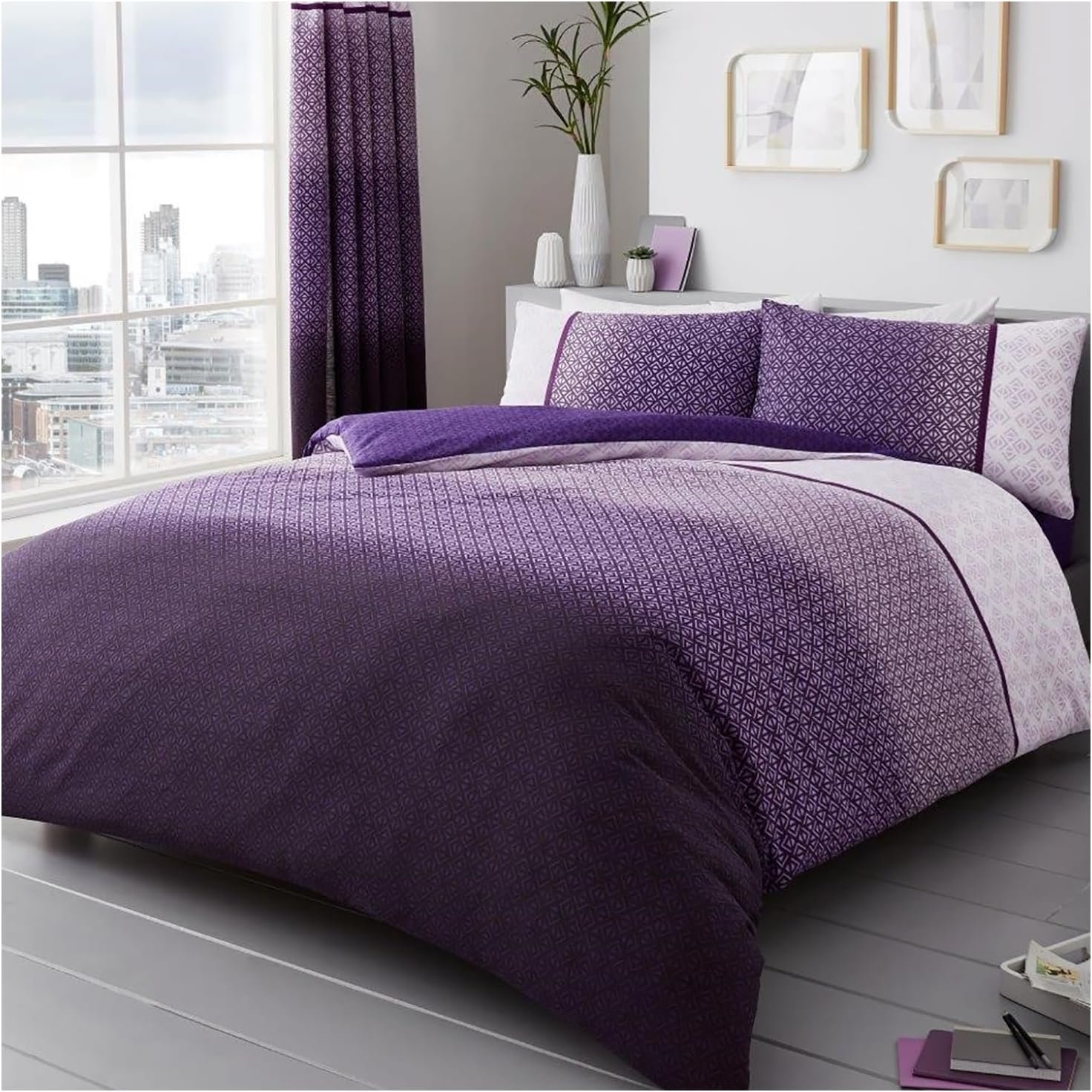 818tj5mT8NL._AC_SL1500_ Comfy Geometric Printed Duvet Cover Set Purple