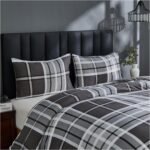 Denim Check Printed Duvet Cover Set - Grey - Image 3