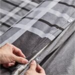 Denim Check Printed Duvet Cover Set - Grey - Image 4