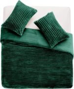 Fleece Bedding Ribbed Duvet Cover Set - Dark Green - Image 3