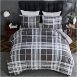 Denim Check Printed Duvet Cover Set - Grey - Image 2