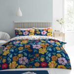 Luxury Reversible Floral Duvet Cover Set - Blue
