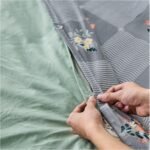Floral Checkered Duvet Cover Set - Charcoal - Image 4