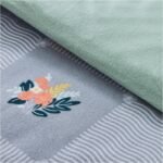 Floral Checkered Duvet Cover Set - Charcoal - Image 5
