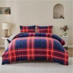 Denim Check Printed Duvet Cover Set - Multi