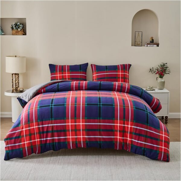 Denim Check Printed Duvet Cover Set - Multi