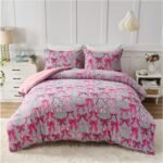 Ribbon Bow Pattern Duvet Cover Set - Grey/Pink