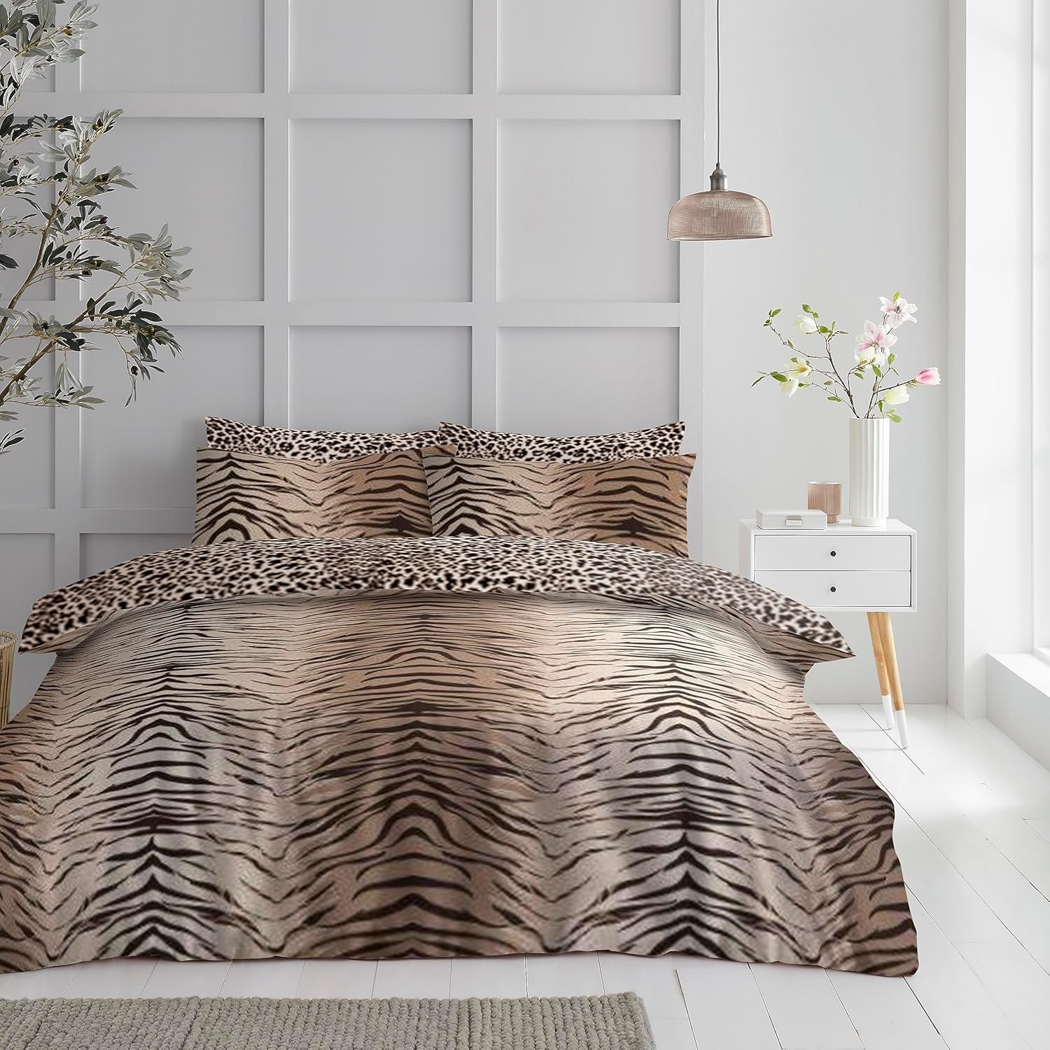 879 Luxury Animal Print Duvet Cover Set Brown