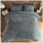 Fleece Bedding Ribbed Duvet Cover Set - Charcoal - Image 3
