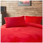Fleece Bedding Ribbed Duvet Cover Set - Red - Image 5