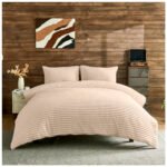 Fleece Bedding Ribbed Duvet Cover Set - Cream