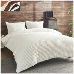 Fleece Bedding Ribbed Duvet Cover Set - White - Image 2