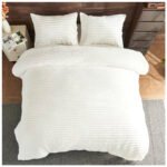 Fleece Bedding Ribbed Duvet Cover Set - White - Image 4