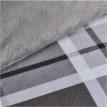 Denim Check Printed Duvet Cover Set - Grey - Image 6