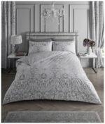 Damask Floral Duvet Cover Set Grey