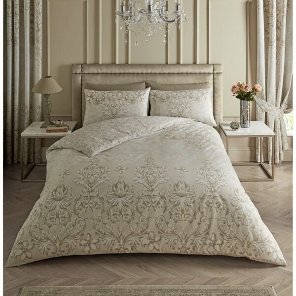 Damask Floral Duvet Cover Set Natural