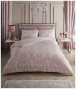 Damask Floral Duvet Cover Set Pink