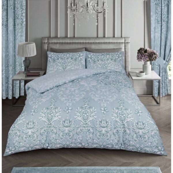 Damask Floral Duvet Cover Set Duck Egg