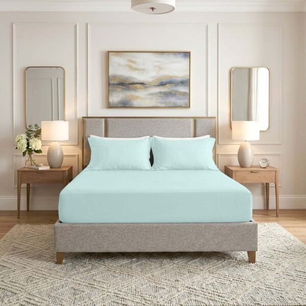 Premium Home Essentials Plain Fitted Sheet - Aqua
