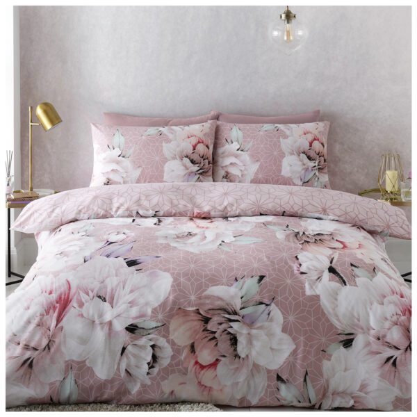 Luxury Floral Duvet Cover Set Blush Pink