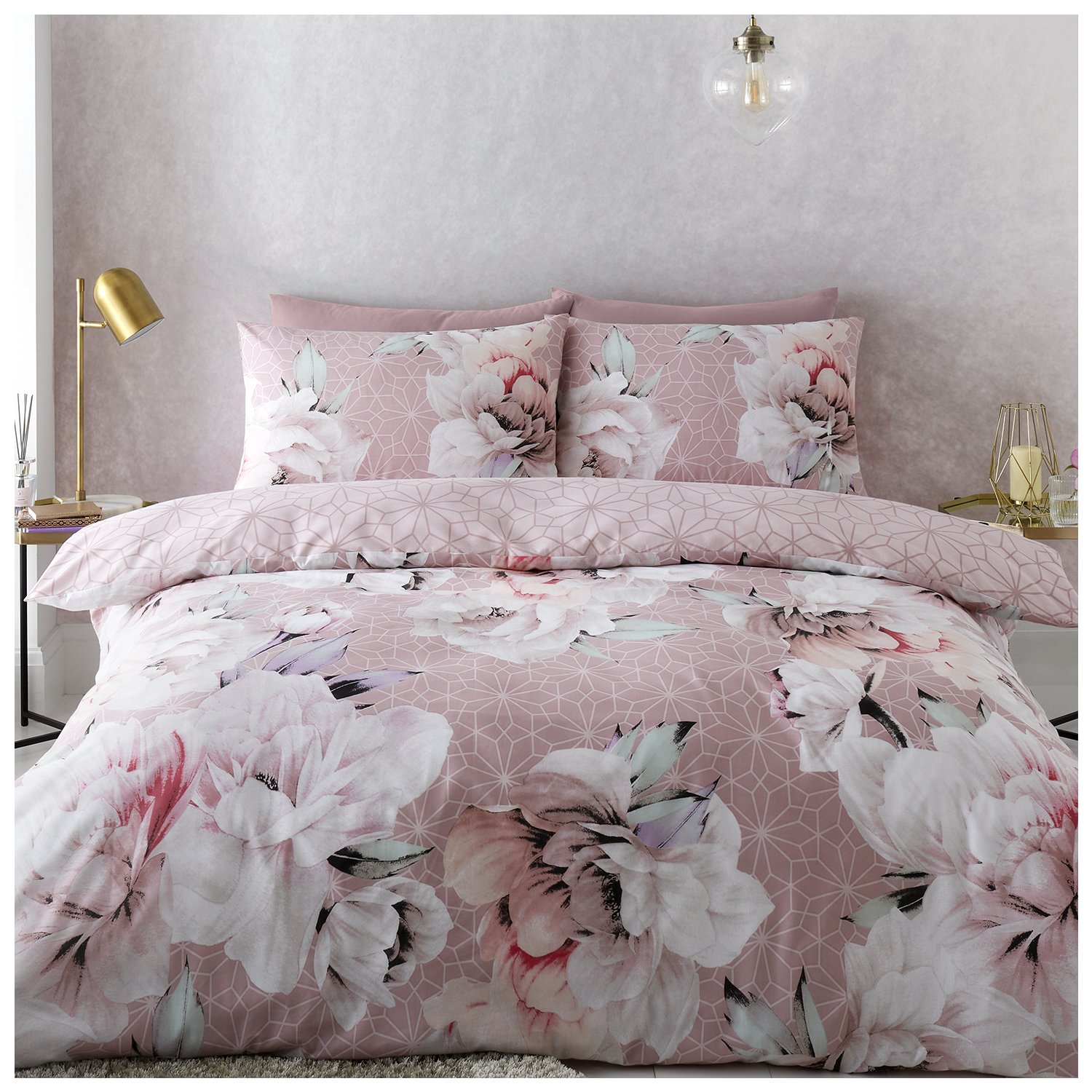 Ariana Main copy Luxury Floral Duvet Cover Set Blush Pink