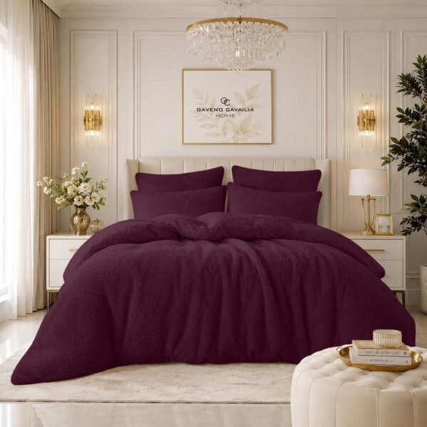 Ultra Teddy Fleece Duvet Cover Set - Aubergine