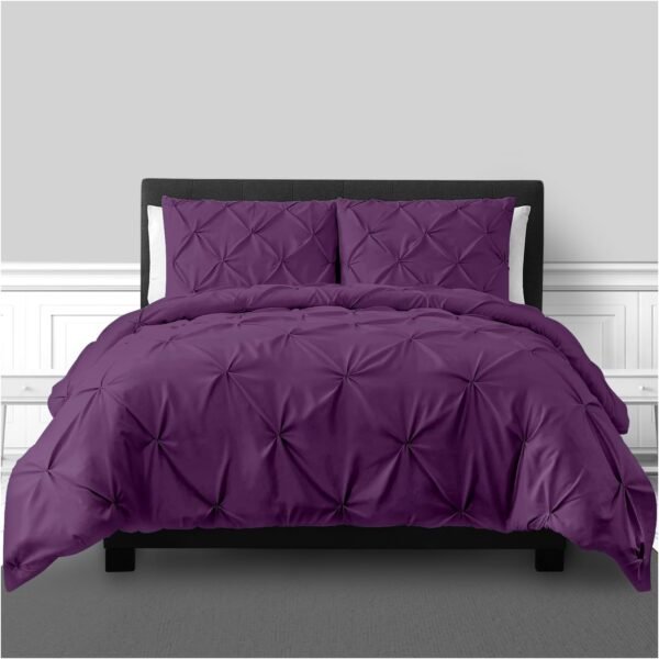 Luxury Pintuck Duvet Cover Set - Aubergine