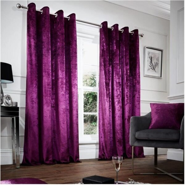 Crushed Velvet Blackout Curtains - Aubergine