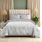Luxury Elegant Floral Birds Duvet Cover Set - Grey