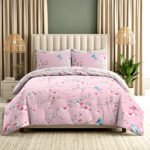 Luxury Floral Birds Duvet Cover Set - Pink