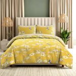 Luxury Floral Birds Duvet Cover Set - Ochre