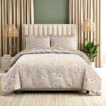 Luxury Floral Birds Duvet Cover Set - Natural