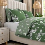 Luxury Floral Birds Duvet Cover Set - Green