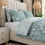 Luxury Floral Birds Duvet Cover Set - Duck Egg
