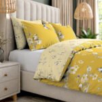 Luxury Floral Birds Duvet Cover Set - Ochre